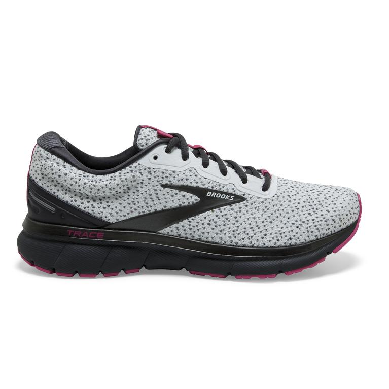 Brooks Trace - Womens Adaptive Road Running Shoes - Ebony Grey/White/Pink (65890ZADV)